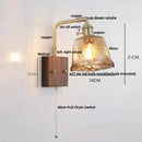 GobekUsa LED Wall Light Walnut Wood Rotate Copper Bedside Lamp