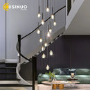 GobekUsa Gold Crystal Raindrop Chandelier for Staircase Foyer