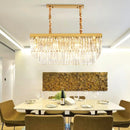 GobekUsa Gold Black Metal LED Chandelier with K9 Crystal - Retro Square Chain Pendant Lighting