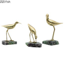 GobekUsa Golden Brass Bird on Marble Base Desk Ornament Statue Artwork Decor