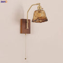 GobekUsa LED Glass & Wood Wall Lamp with Pull Chain Switch for Living Room, Bedroom, Bathroom
