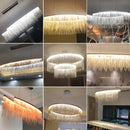 GobekUsa LED Aluminum Tassel Chandelier: Modern Waterfall Pendant Light for Living Room, Hotel, Hall