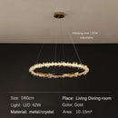 GobekUsa Golden Round Crystal Chandelier | Nordic Luxury LED Halo Chandelier for Living Room