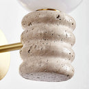 GobekUsa Japanese LED Wall Lamp, Pull Chain Switch, Yellow Travertine Glass, White Shade