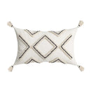 GobekUsa Geometric Embroidery Tassel Cushion Cover - Grey White Simple Loop Tufted Pillow