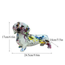 GobekUsa Dachshund Dog Resin Graffiti Art Figurine for Home Interior Collection