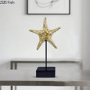 GobekUsa Gold-plated Mermaid Statue Resin Sculpture Room Decor Marine Organism Ornament
