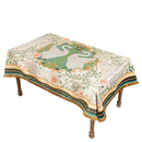 GobekUsa Double Swan & Floral Print Velvet Tablecloth with Tassels