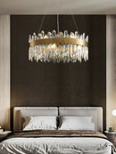 GobekUsa Crystal Chandelier LED Dining Room Light Gold Lustres