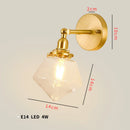 GobekUsa Clear Glass LED Mirror Light Pull Chain Copper E14 Wall Lamp