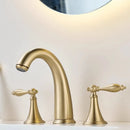 GobekUsa Brushed Gold Brass Basin Faucet | Widespread Waterfall Sink Faucet