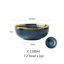 GobekUsa Blue Gradient Ceramic Plate Set - Elegant Dinner & Dessert Plates, Salad Soup Bowl - Luxury Tableware