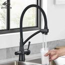 GobekUsa Dual Spout Kitchen Faucet with Water Purification and Flexible Rotation