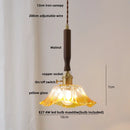 GobekUsa Ceramic Walnut Wood Pendant Light Fixture - Adjustable LED Lamparas for Study Aisle