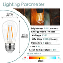 GobekUsa Dimmable LED Filament Bulb Warm White 2700K Shatterproof Waterproof IP44
