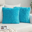 GobekUsa Cozy Plush Fur Cushion Cover 43x43cm White Grey Sofa Decor Pillowcase