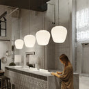 GobekUsa Glass Whorls Cocoon Pendant Light - Milky White, Modern Hanging Lamp