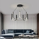 GobekUsa LED Chandelier: Black Gold Aluminium Hanging Light, Parlor Dining Room Bedroom Lamp