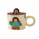 GobekUsa Creative Ceramic Coffee Mug with Lid for Couples