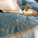 GobekUsa Luxe Gold Leaves Satin Jacquard Embroidery 1000TC Egyptian Cotton Bedding Set