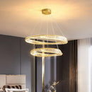 GobekUsa Crystal Chandelier: Modern Circular LED Lighting for Luxurious Living Room, Bedroom, Dining Room