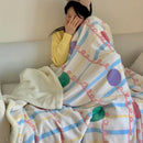 GobekUsa Korean Cartoon Plush Blanket, Soft Nap Sofa Cover for Home Dormitory