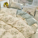 GobekUsa Double-Sided Floral Print Cotton Bedding Set - Queen Size Soft Duvet Cover Set