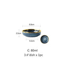 GobekUsa Blue Gradient Ceramic Plate Set - Elegant Dinner & Dessert Plates, Salad Soup Bowl - Luxury Tableware