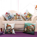 GobekUsa Cartoon Animal Christmas Pillowcase: Decorative Sofa Cushion Cover for Living Room
