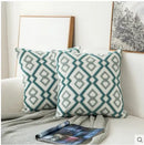 GobekUsa Embroidered Blue Cotton Canvas Cushion Cover for Home Decor