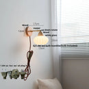 GobekUsa Iron Wood LED Wall Light Fixture Rotate Bedside Lamp Aplique Pared