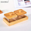GobekUsa Bamboo Wood Lid Glass Snack Storage Jar | Stylish Container for Snacks and Dried Fruits