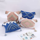 GobekUsa Boho Tufted Tassel Cushion Cover 45x45cm - Blue Pink Cotton Throw Pillow Cover