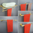 GobekUsa Brushed Gold Bathroom Set: Towel Bar, Toilet Paper Holder, Hook - Wall Mount Kit