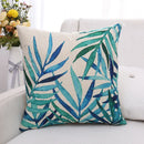 GobekUsa Green Plant Leaves Flower Linen Cushion Cover - Modern Sofa Throw Pillow Cover