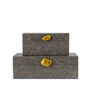 GobekUsa Golden Stone Handle Leather Jewelry Box: Elegant Desktop Storage Container for Home Decor