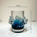 GobekUsa Blue Gradient Wavy Glass Vase for Floral Arrangements and Room Decor