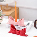 GobekUsa Bowknot Ceramic Candle Holder Desk Decoration Romantic Candlestick Aesthetic Decor