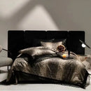 GobekUsa Black Lace Leopard Print 1000TC Egyptian Cotton Bedding Set 4Pcs