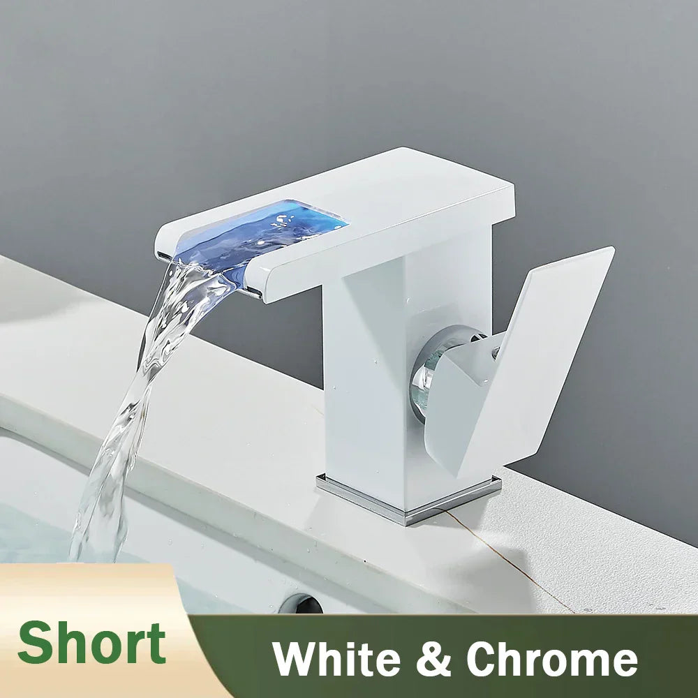 GobekUsa LED Black Waterfall Basin Faucet: Deck Mounted Hydroelectric Mixer Tap, photo 8 of 18