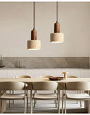 Wabi Sabi Travertine Stone Pendant Light in Yellow Marble
