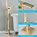 GobekUsa Gold Bathtub Faucet Set Hot Cold Water Shower Mixer Tap Waterfall Floor Stand