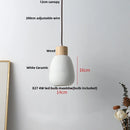 GobekUsa Ceramic LED Pendant Light Fixture - Nordic Modern Wood White Hanging Lamp