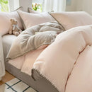 GobekUsa Double-Layer Cotton Bedding Set - Soft, Skin-Friendly Solid Cover for Single Queen Bed