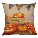 GobekUsa Halloween Pumpkin Ghost Bat Linen Pillow Cover for Sofa Decor