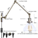 GobekUsa Industrial Adjustable LED Wall Sconce with Clear Glass Shade