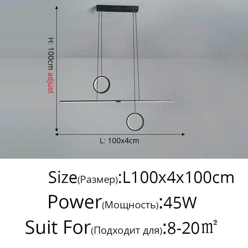 GobekUsa LED Ceiling Chandelier: Modern Minimalist Kitchen Dining Table Lighting, photo 7 of 12