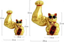 GobekUsa Large Muscle Arm Fortune Cat Resin Sculpture Home Decor Statue
