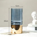 GobekUsa Gold Glass Vase Clear Desk Decor Hydroponic Floral Arrangement Bud Flower Pot