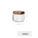 GobekUsa Glass Spice Jar with Acacia Wood Lid, 10oz Airtight Storage Container